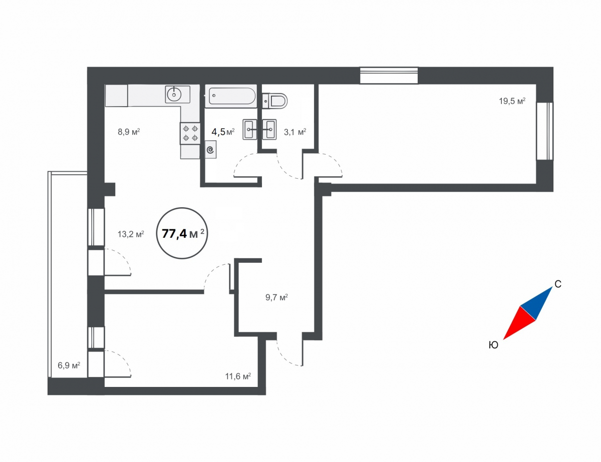 планировка квартиры 77 м2
